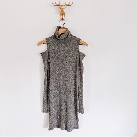 SILENCE & Noise Cold Shoulder Mock Neck Dress Med - Picture 1 of 8